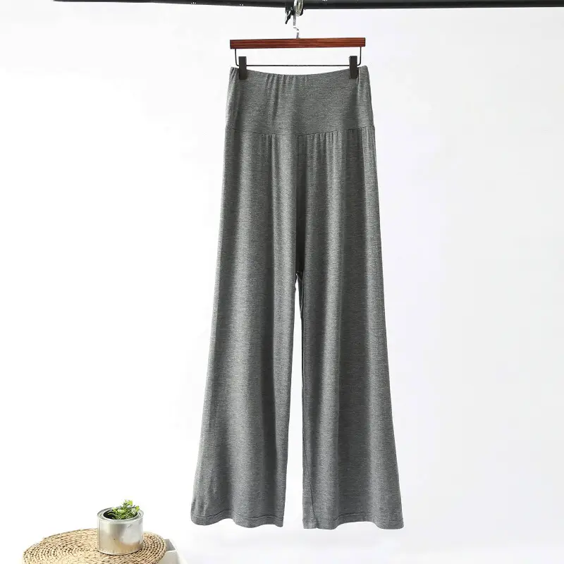Women's Black Modal Wide Leg Pants Spring Autumn - Image 3