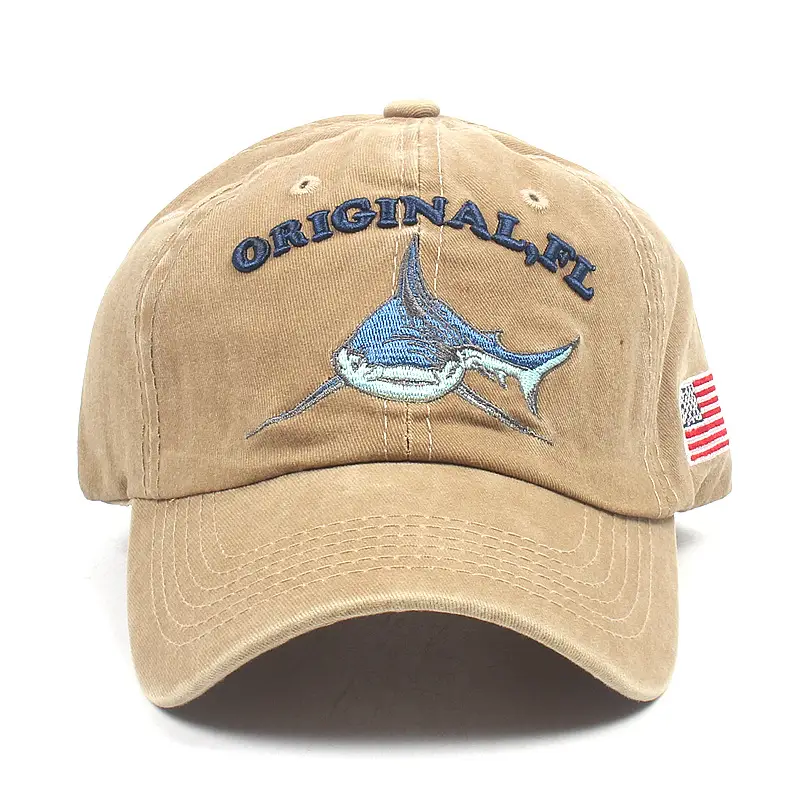 Women Washed Vintage Shark Cap Blue Embroidered - Image 2