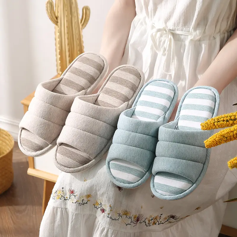 Factory Direct Delivery of Custom-Made New Home Slippers, Linen Cotton Slippers, Home Slippers for Wooden Floors, Men's and Women's Indoor Slippers — feature 2