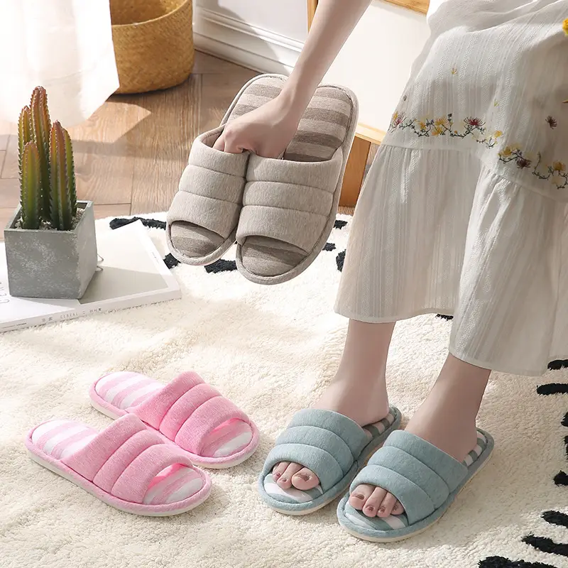 Factory Direct Delivery of Custom-Made New Home Slippers, Linen Cotton Slippers, Home Slippers for Wooden Floors, Men's and Women's Indoor Slippers — feature 3