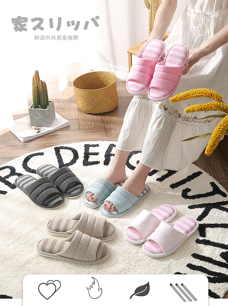 Factory Direct Delivery of Custom-Made New Home Slippers, Linen Cotton Slippers, Home Slippers for Wooden Floors, Men's and Women's Indoor Slippers — feature 6