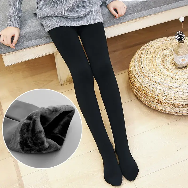 Autumn Winter Velvet Leggings for Kids Black - Image 4