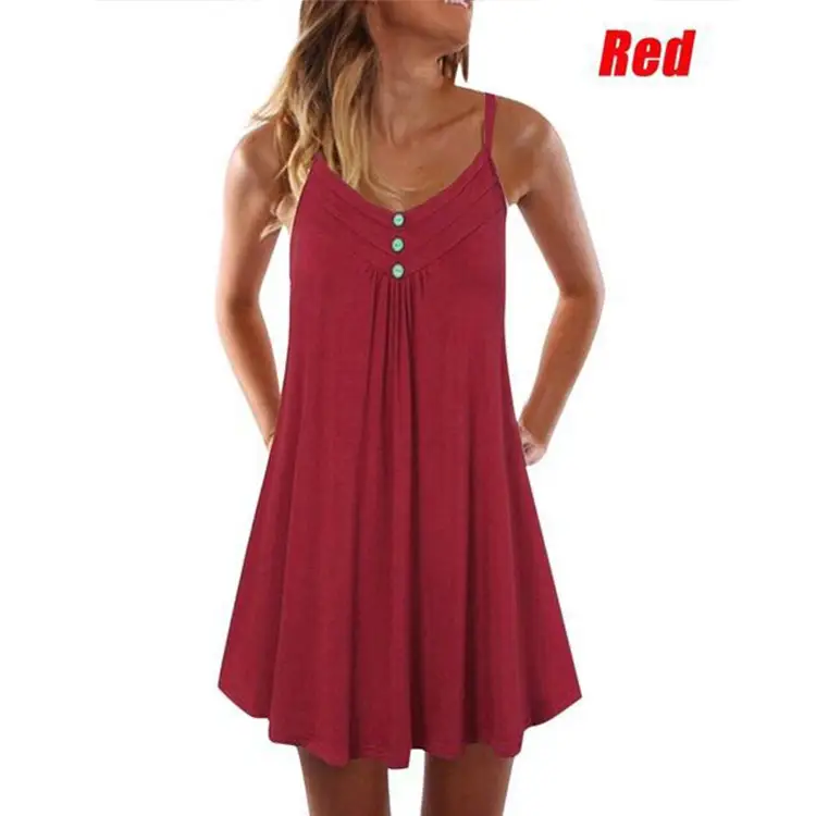 Black Button Strap Dress for Women Summer Wear - Image 13