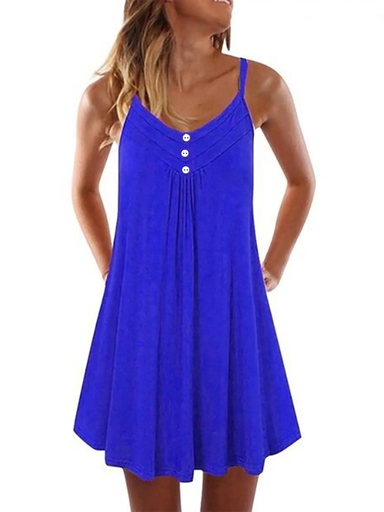 Black Button Strap Dress for Women Summer Wear - Image 6