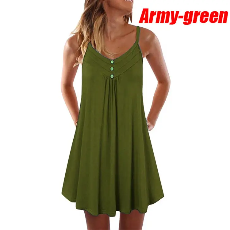 Black Button Strap Dress for Women Summer Wear - Image 8
