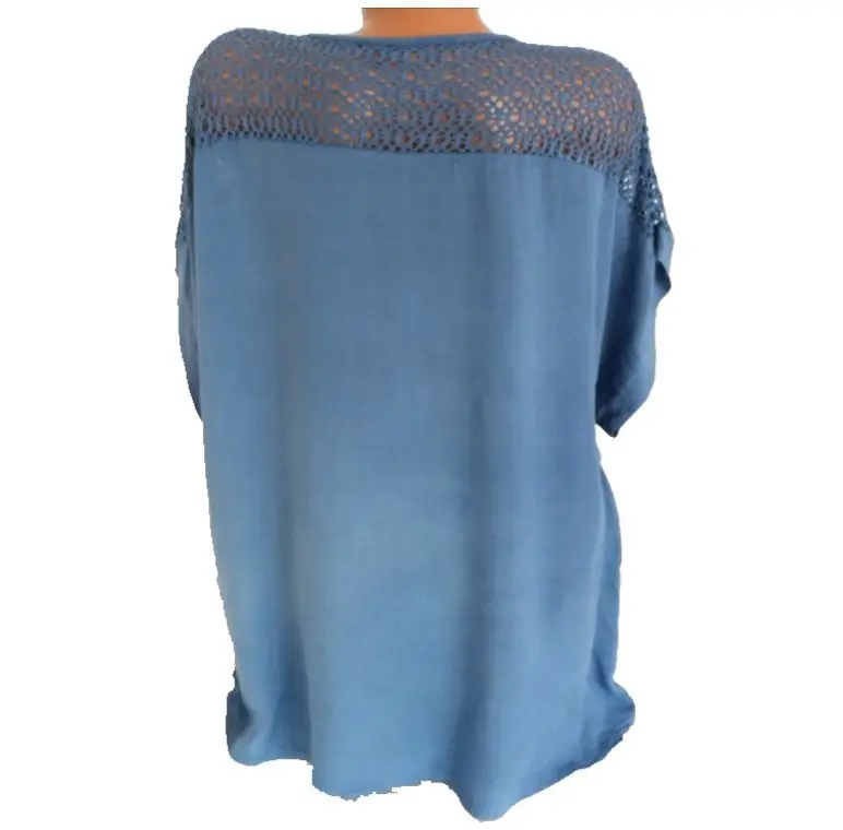 Black Lace V-Neck Embroidered Short Sleeve Top — feature 8