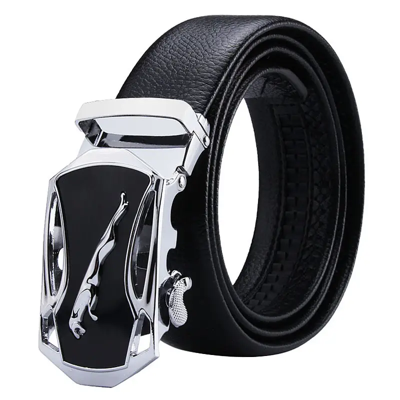Men's Black Leather Belt with Gold Buckle - Image 10