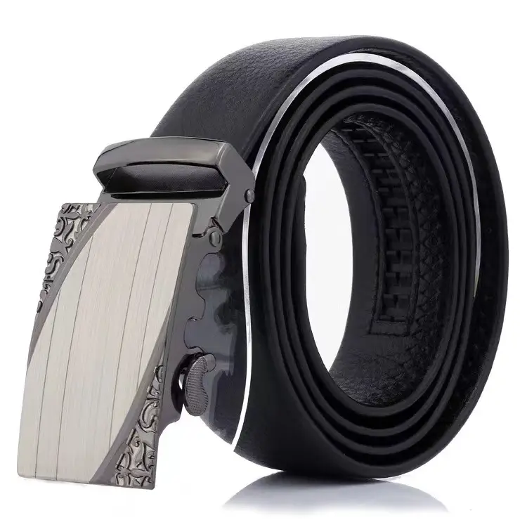 Men's Black Leather Belt with Gold Buckle - Image 11
