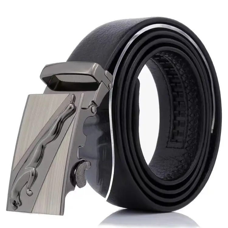 Men's Black Leather Belt with Gold Buckle - Image 13