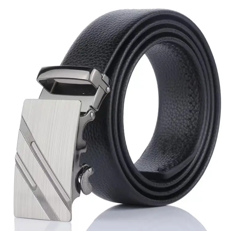 Men's Black Leather Belt with Gold Buckle - Image 19