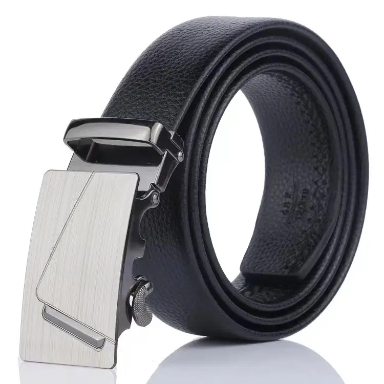 Men's Black Leather Belt with Gold Buckle - Image 21