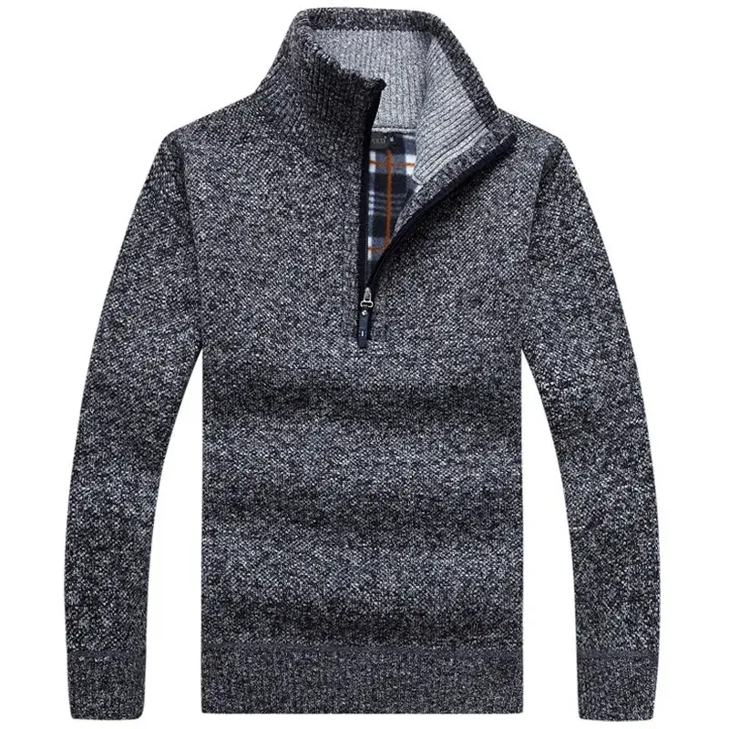 Men's Fleece Lined Maroon Sweater with Half-High Collar - Image 7