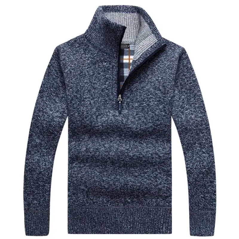 Men's Fleece Lined Maroon Sweater with Half-High Collar - Image 9