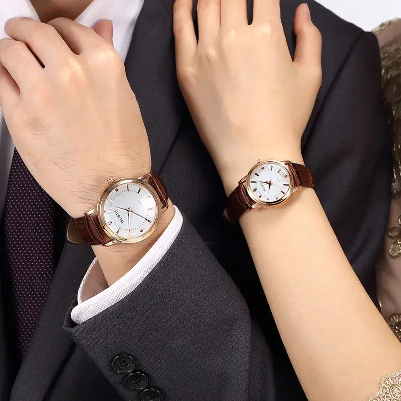 Women's Rose Gold Quartz Watch with Brown Leather Strap - Image 11