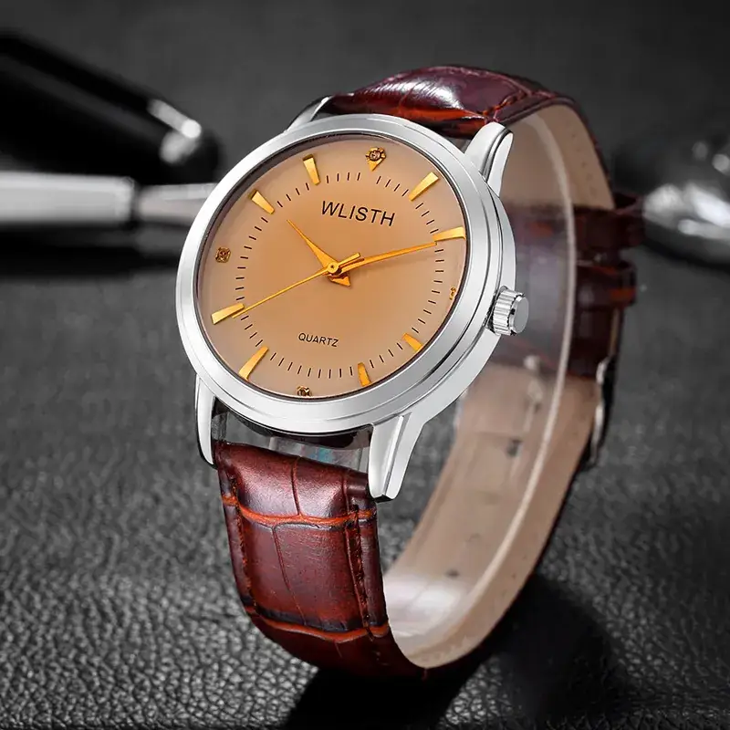 Women's Rose Gold Quartz Watch with Brown Leather Strap - Image 2