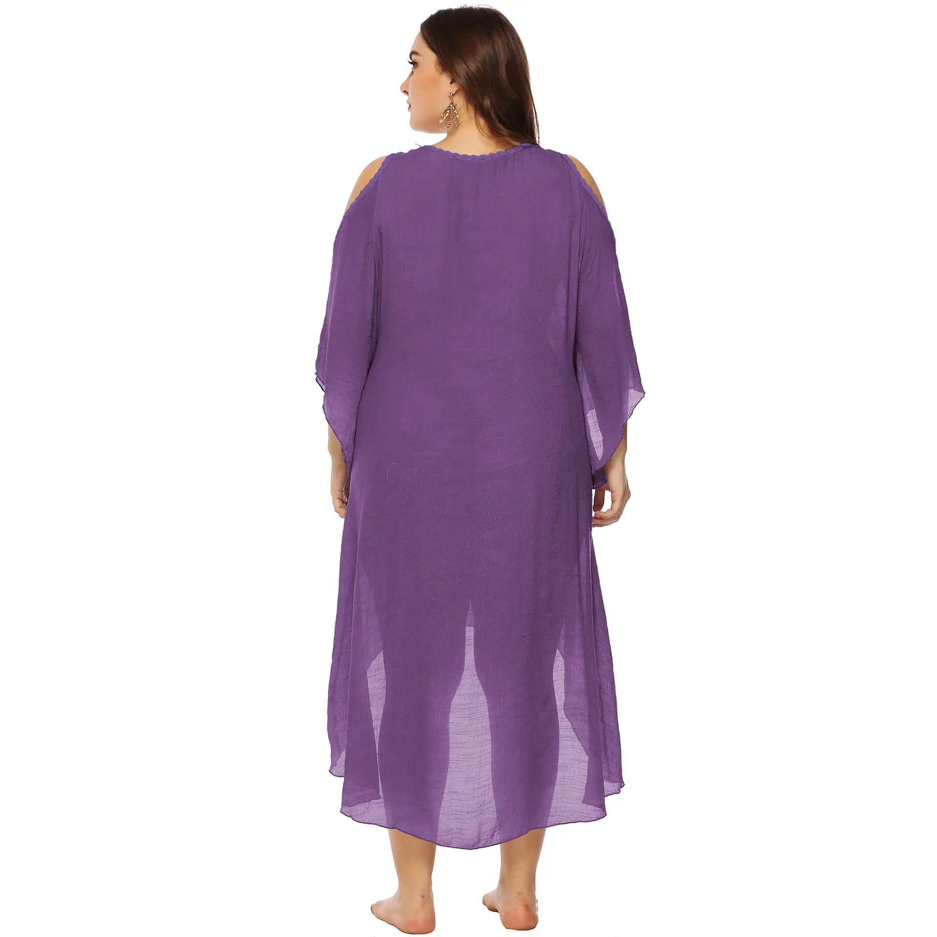 Women's Off-Shoulder Beach Kurta Set with Embroidered Details