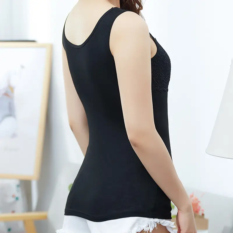 Black Lace Vest for Women Solid Color Slim Fit - Image 6