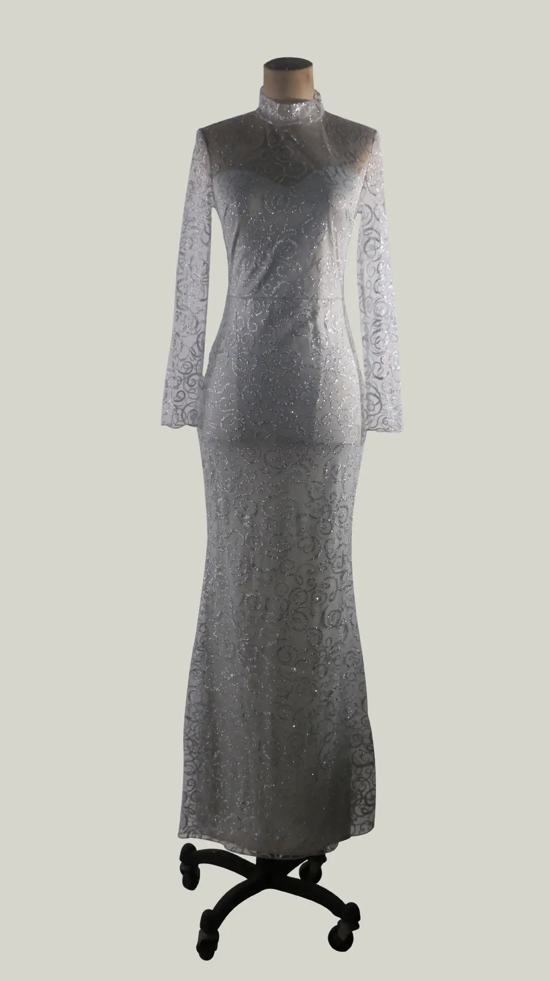 Silver Sequin Long Sleeve Bodycon Dress for Women — feature 3