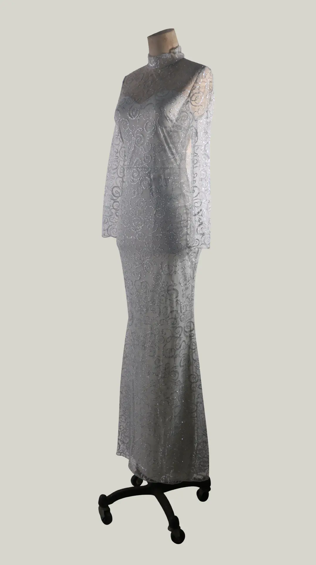 Silver Sequin Long Sleeve Bodycon Dress for Women — feature 4