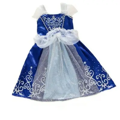 Princess Blue Yellow Skirted Dress for Girls - Image 2