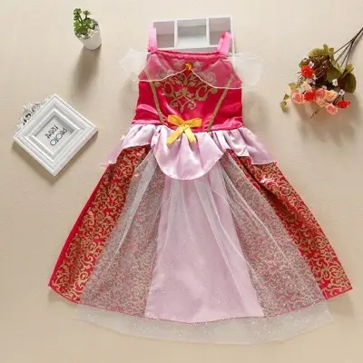 Princess Blue Yellow Skirted Dress for Girls - Image 5