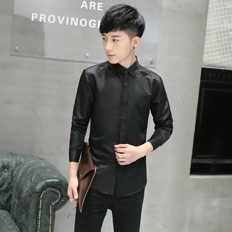 Men's Pink Slim Fit Long Sleeve Shirt - Image 10