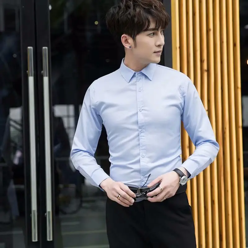 Men's Pink Slim Fit Long Sleeve Shirt - Image 3