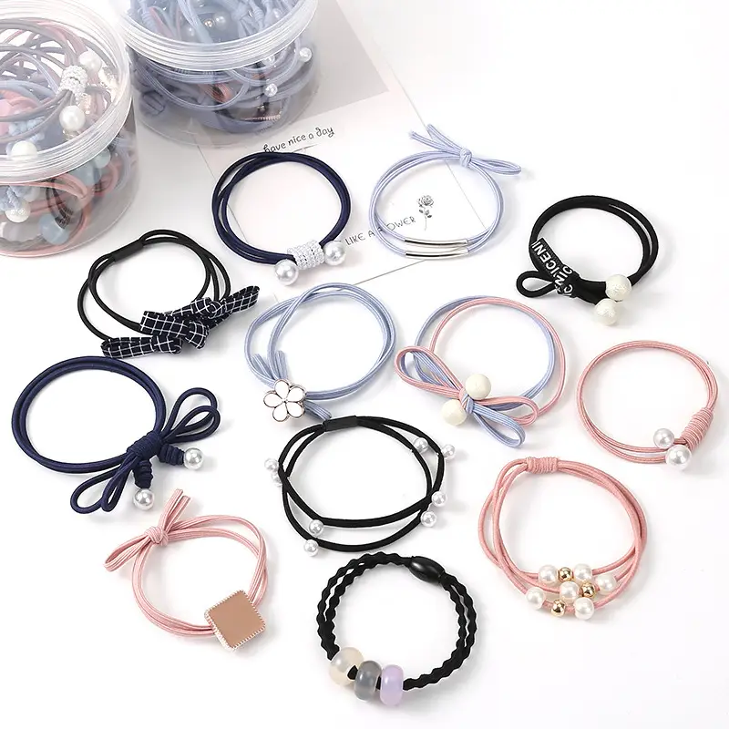 Korean Style Black Rubber Hair Ties 12 Pcs 2023 - Image 4