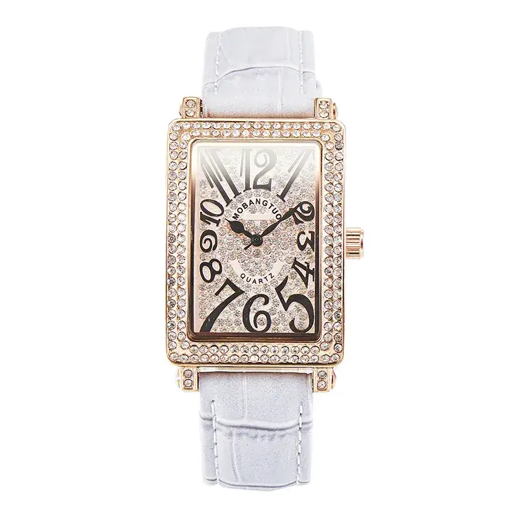 Korean Square Diamond Women's Watch Black Leather - Image 10