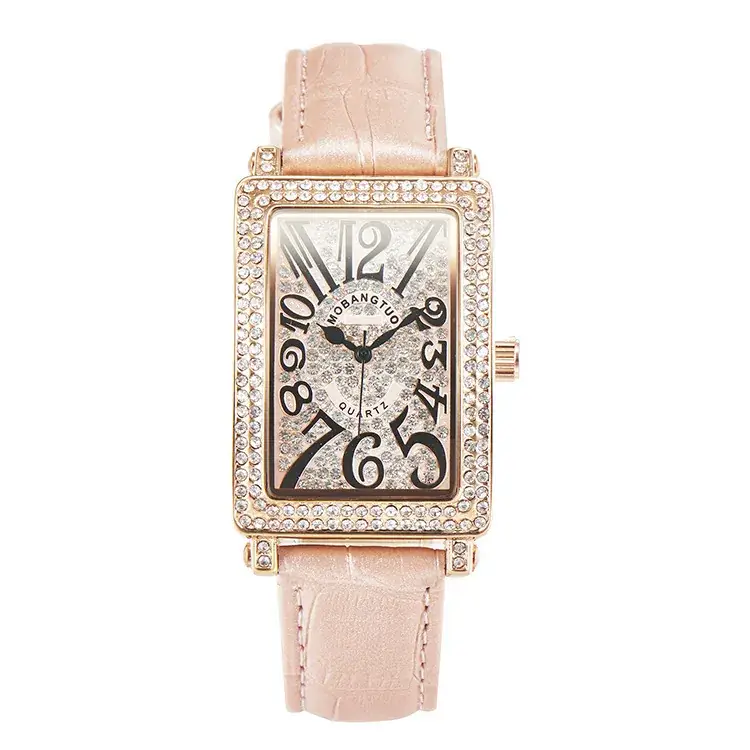 Korean Square Diamond Women's Watch Black Leather - Image 8