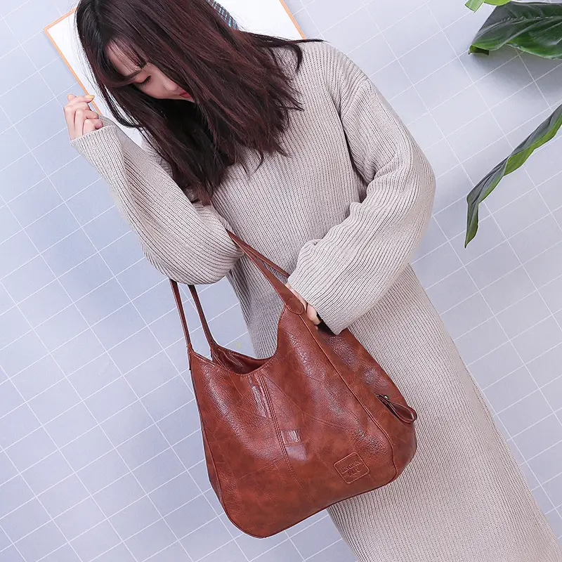 2025 European American Retro Leather Shoulder Bag Women - Image 3