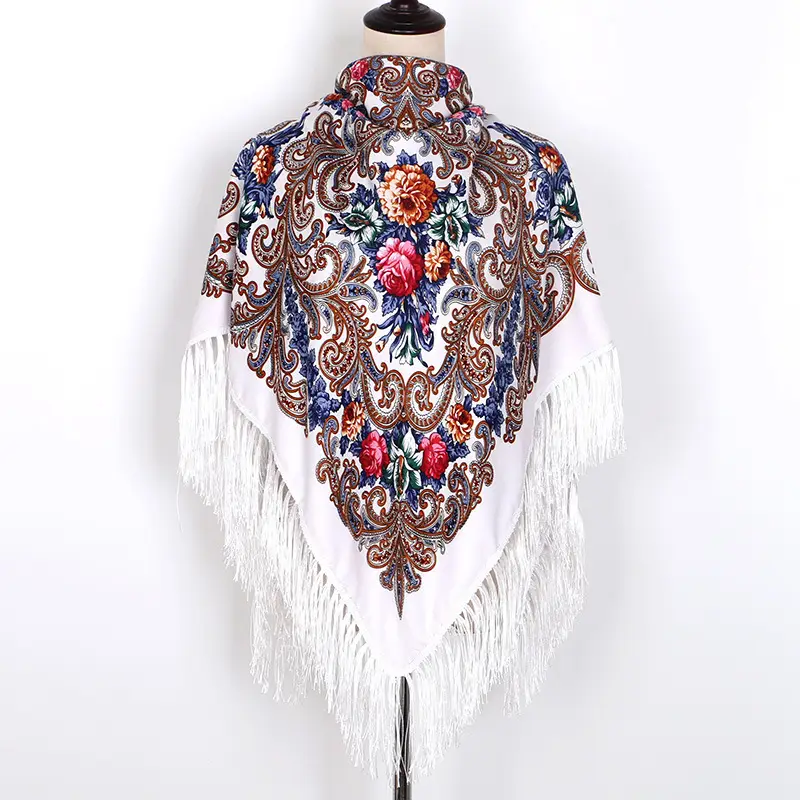 Russian Muslim Warm Shawl with Tassels and Fringes - Image 16