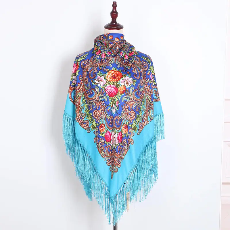 Russian Muslim Warm Shawl with Tassels and Fringes - Image 17
