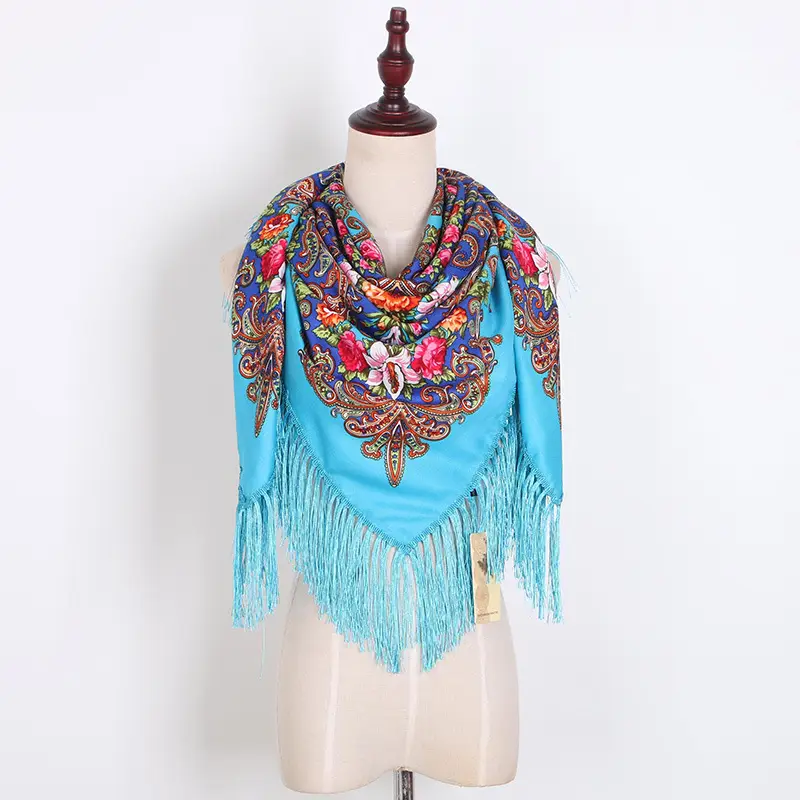 Russian Muslim Warm Shawl with Tassels and Fringes - Image 18