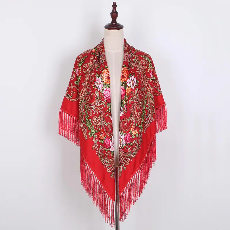 Russian Muslim Warm Shawl with Tassels and Fringes - Image 19