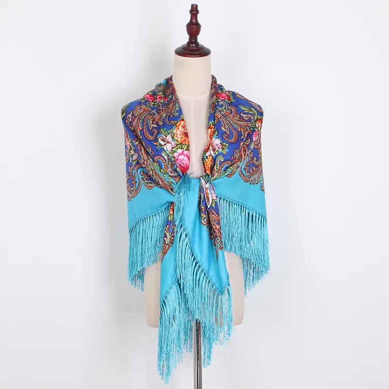Russian Muslim Warm Shawl with Tassels and Fringes - Image 11