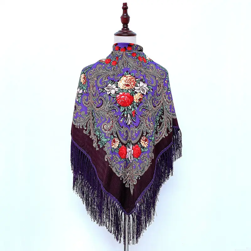 Russian Muslim Warm Shawl with Tassels and Fringes - Image 2
