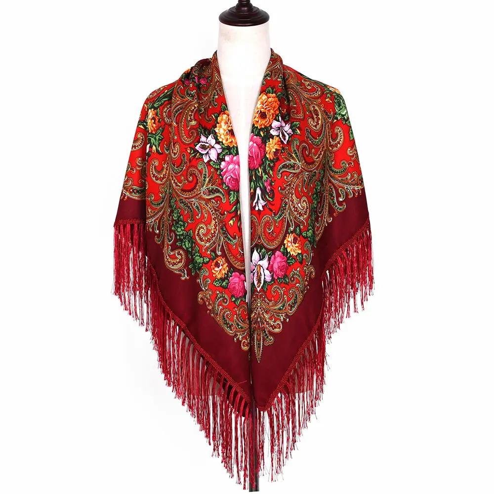 Russian Muslim Warm Shawl with Tassels and Fringes - Image 5