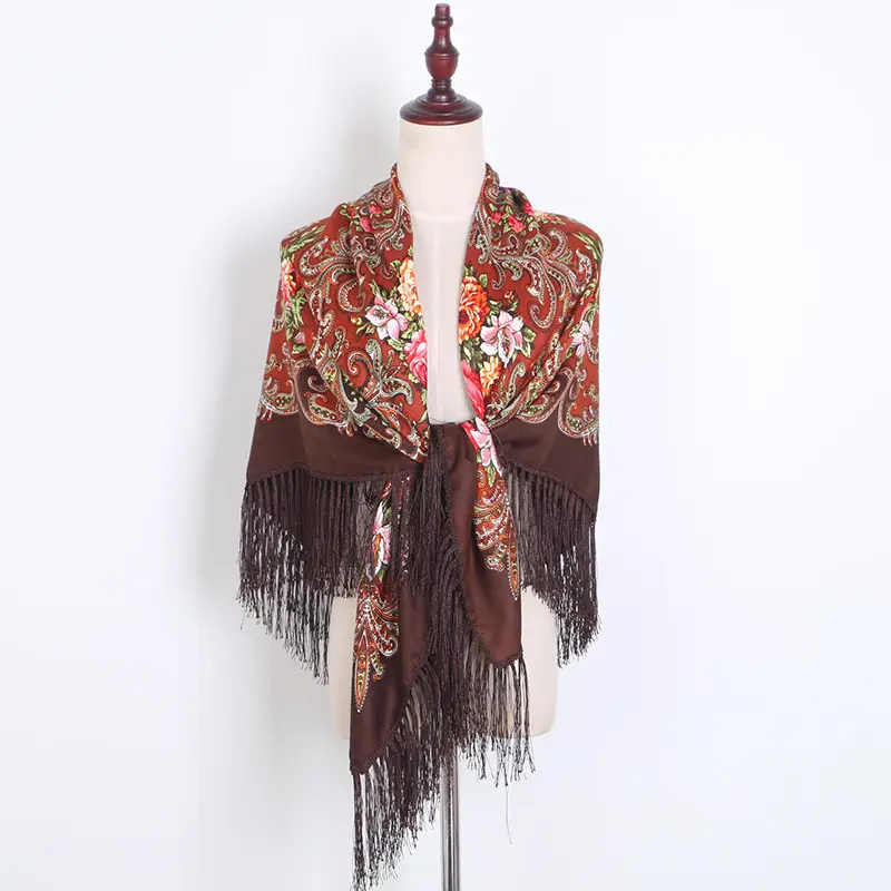 Russian Muslim Warm Shawl with Tassels and Fringes - Image 6