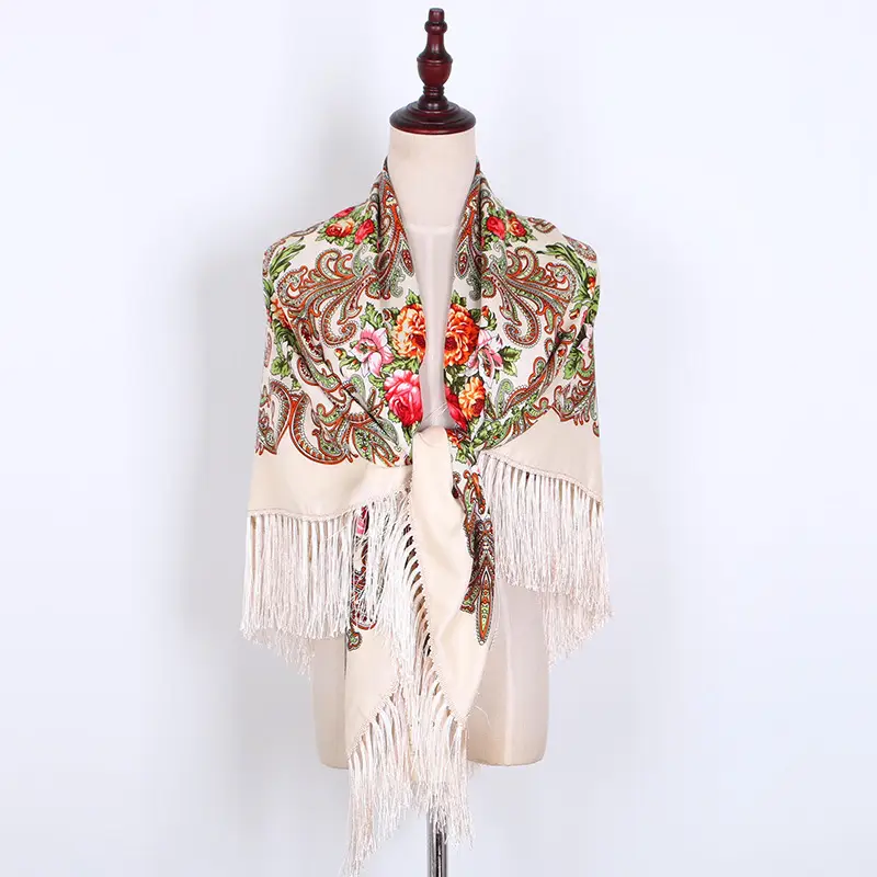 Russian Muslim Warm Shawl with Tassels and Fringes - Image 8