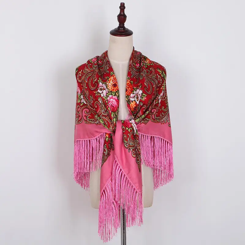 Russian Muslim Warm Shawl with Tassels and Fringes - Image 9