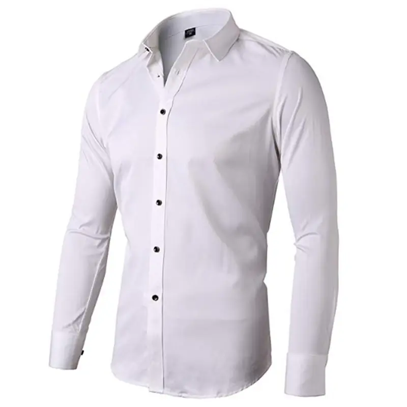 White Slim Fit Long Sleeve Business Shirt for Men - Image 16