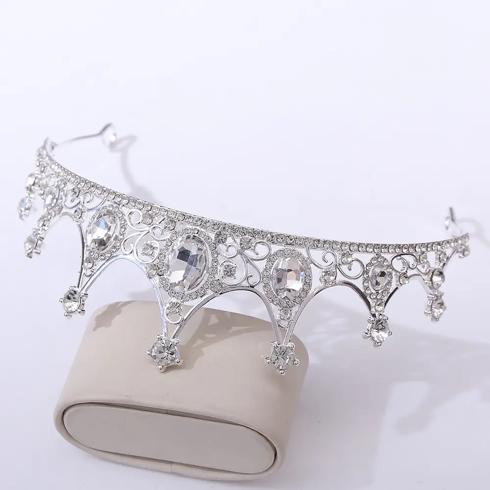 Vintage Gold Rhinestone Crown Headband for Girls