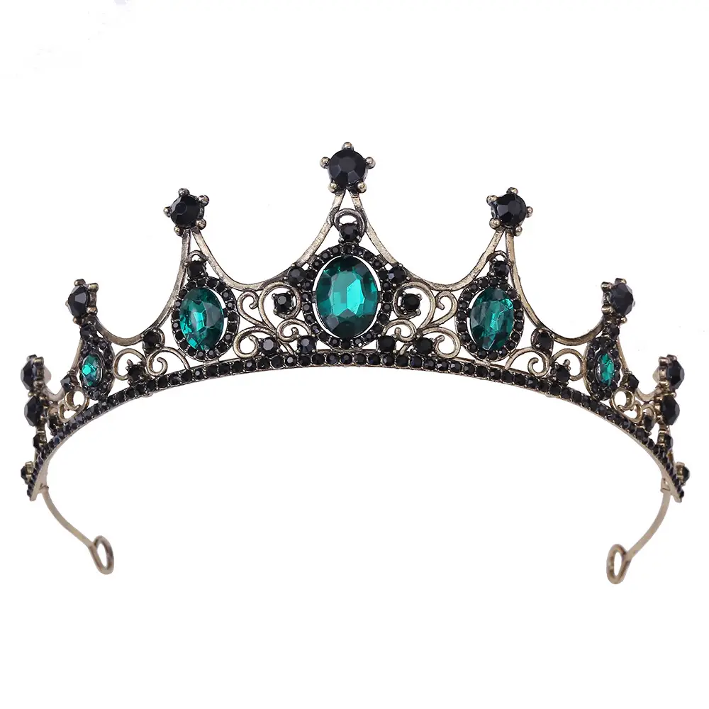 Vintage Gold Rhinestone Crown Headband for Girls