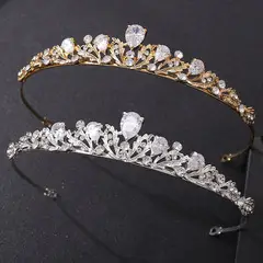 Vintage Gold Rhinestone Crown Headband for Girls — feature 4