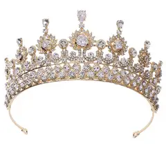 Vintage Gold Rhinestone Crown Headband for Girls — feature 8