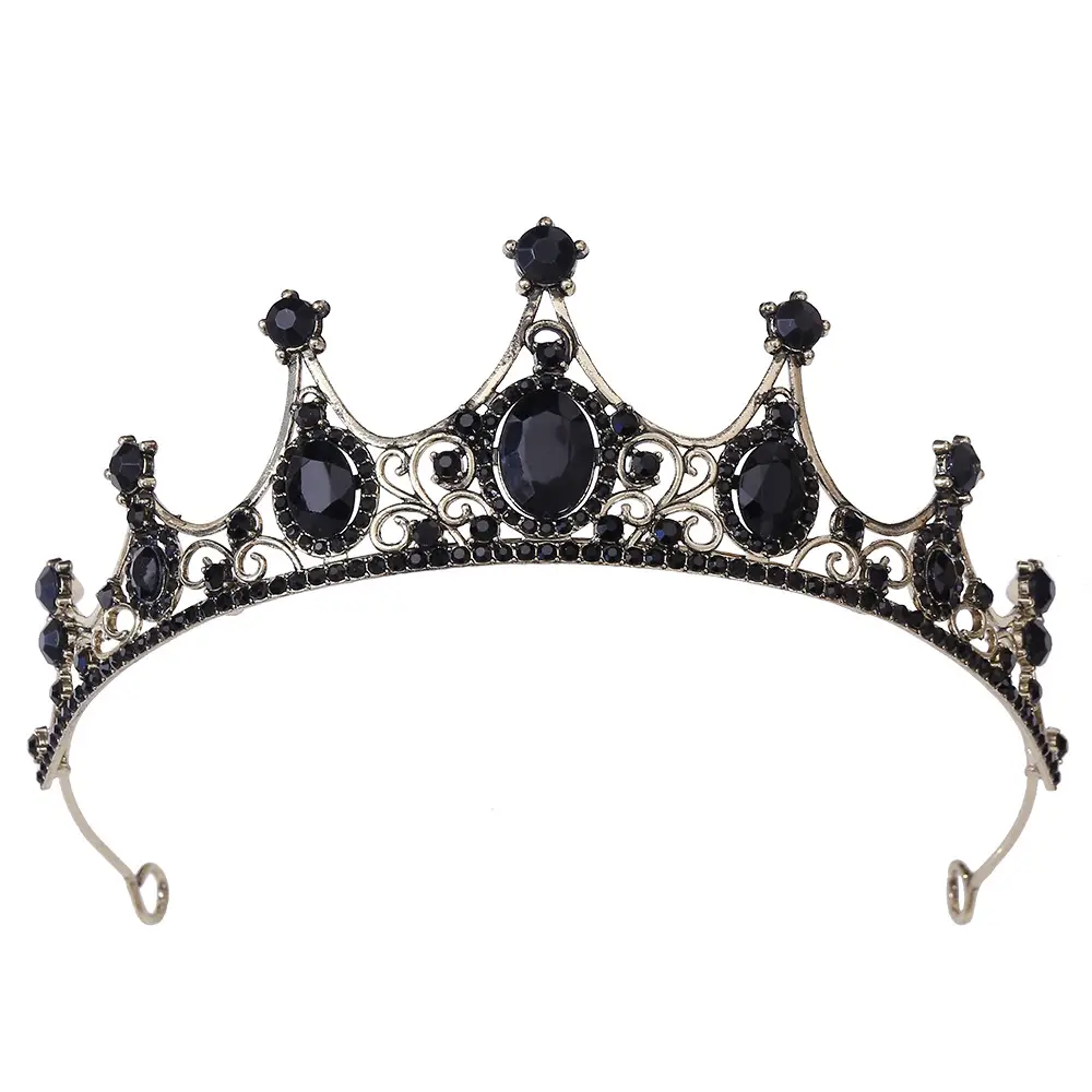 Vintage Gold Rhinestone Crown Headband for Girls