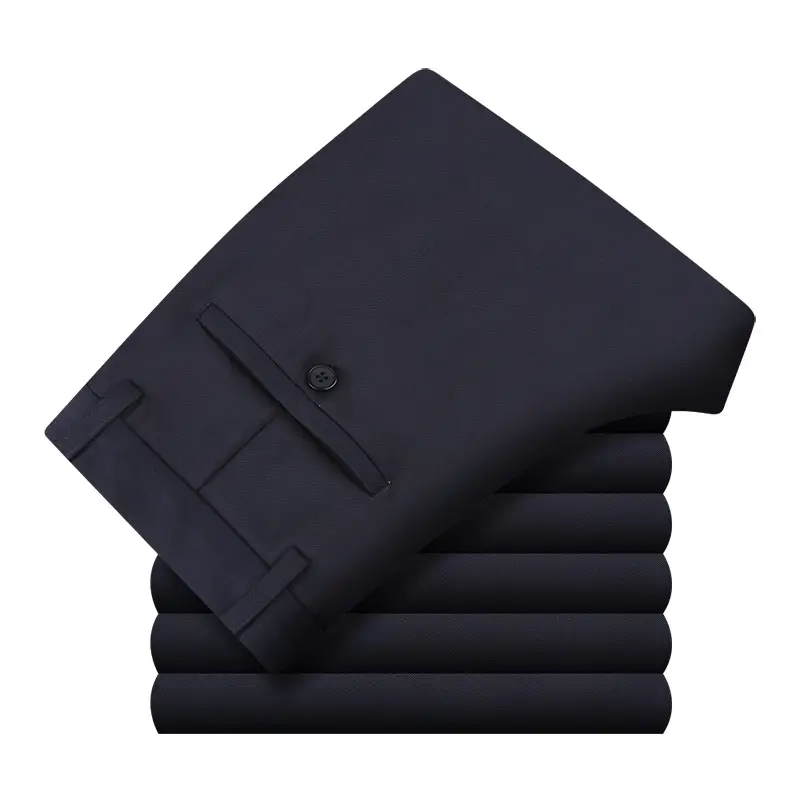 Men's Black Slim Fit Business Trousers with 1-3cm Elasticity - Image 2