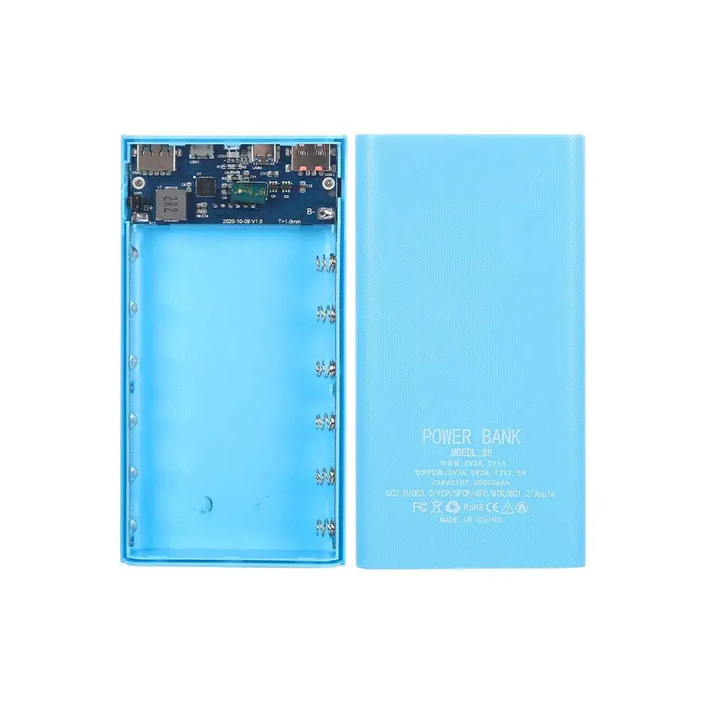 DIY 6-Cell Power Bank Kit Blue Welding-Free - Image 3