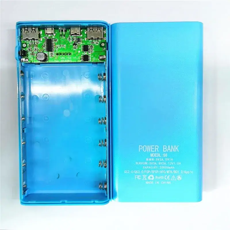 DIY 6-Cell Power Bank Kit Blue Welding-Free - Image 9